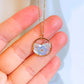 Forget Me Not Flower Shell Circle Pendant Necklace