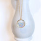 Forget Me Not Flower Shell Circle Pendant Necklace