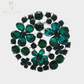Stunning Green Crystal Flower Round Costume Pin Brooch