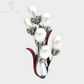 Vintage White Flower Pearls Silver Pin Brooch