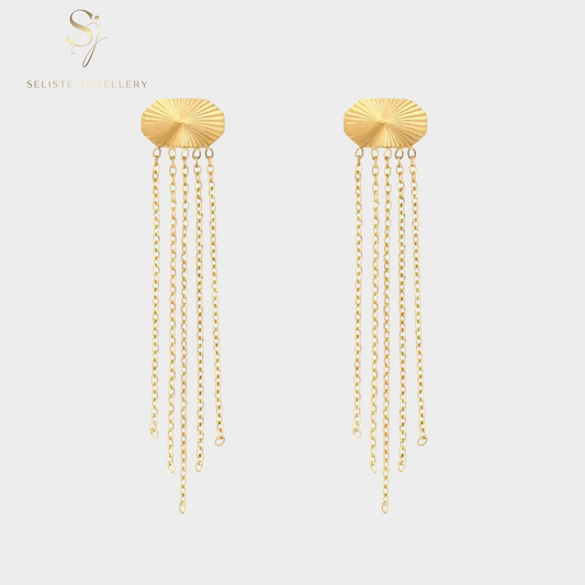 Dainty Long Chain Tassel Earrings