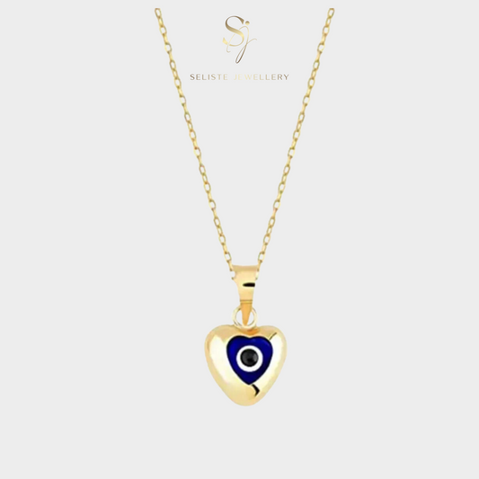 Evil Eye Heart Charm Necklace