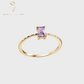 Purple Crystal Baguette Gold Ring