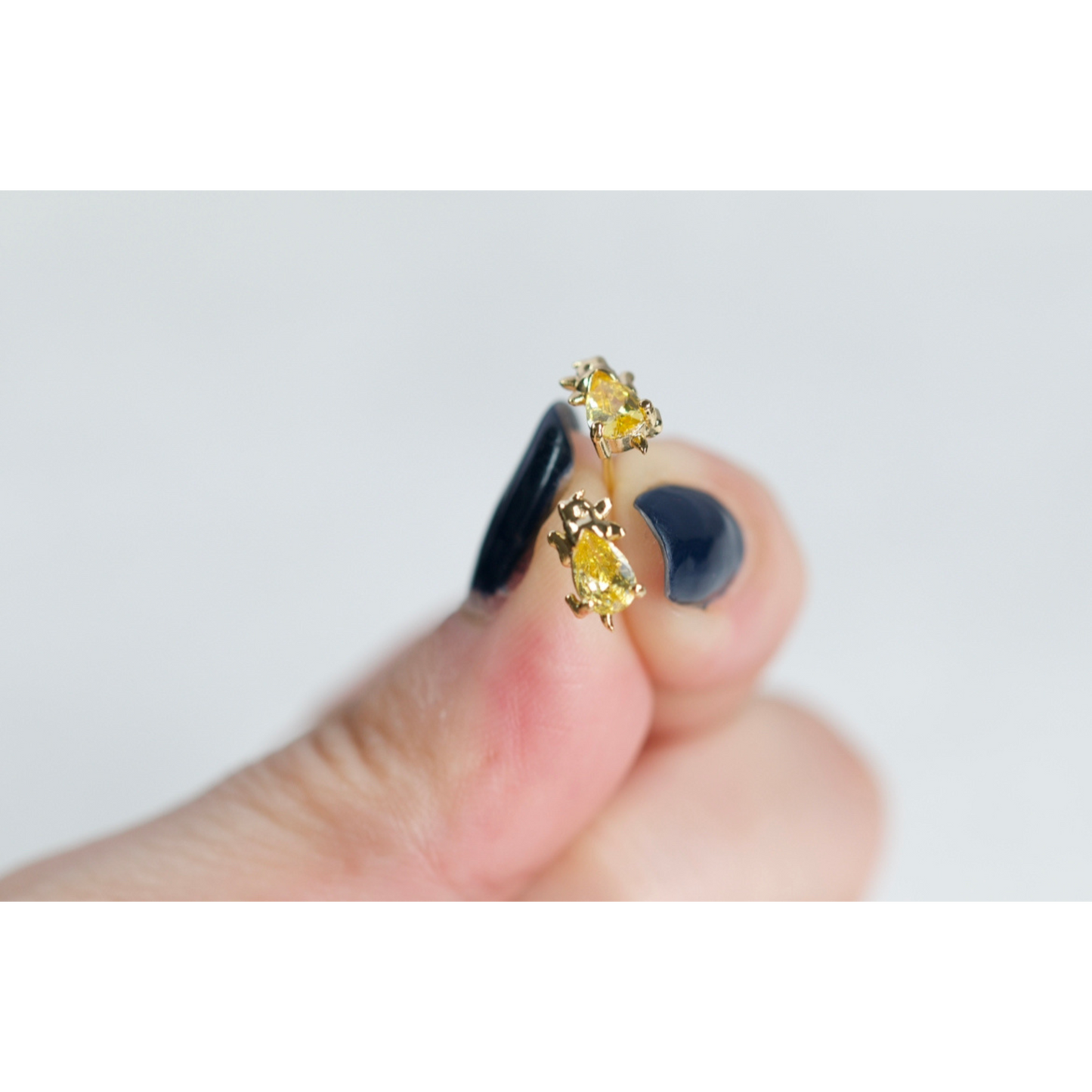 Tiny Triceratops  Yellow Stud Earrings