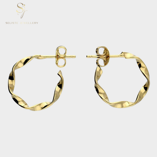 Twisted Gold Hoop Earrings