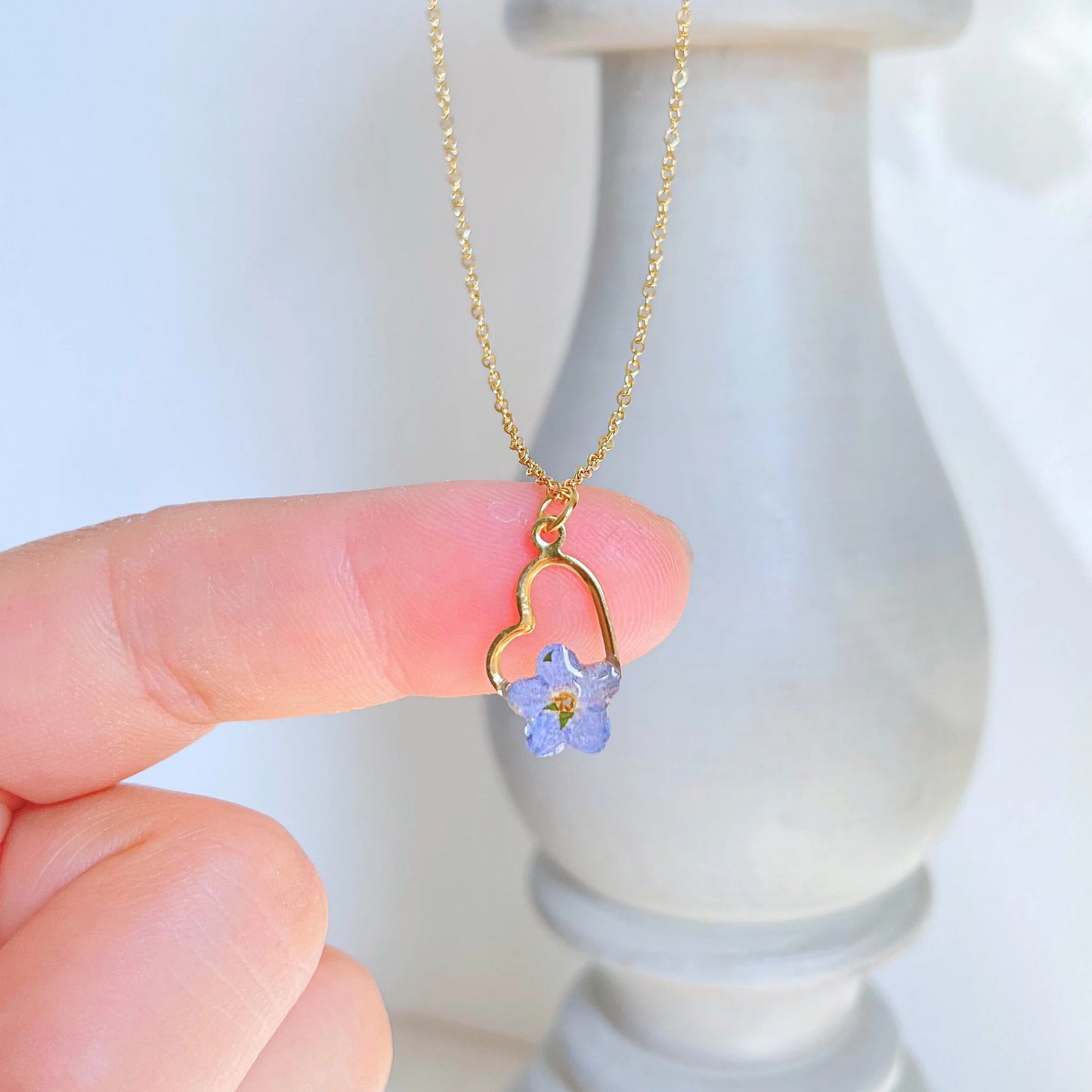 Forget Me Not Heart Charm Necklace