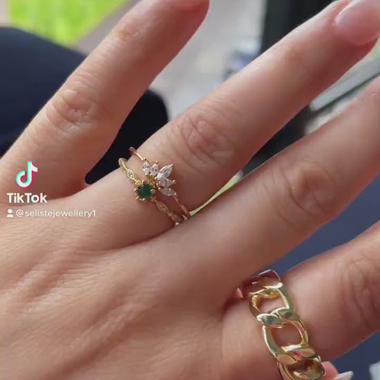Dainty 925 Sterling Silver Stackable Ring-Thin Crystal Ring- Crown CZ Gold Ring -Staking Ring -Delicate Gold Ring -Silver Ring -Gift For Her