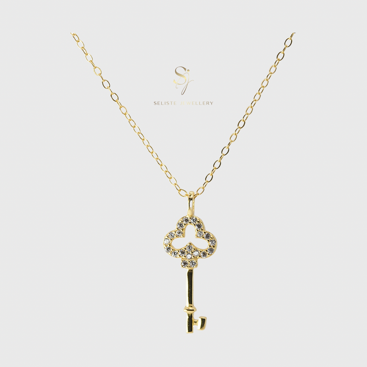 Key Diamond Charm Necklace