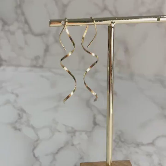 Dainty 14k Gold Filled Spiral Earrings - Elegant Long Wire Dangle Earrings - Gold Filled Threader Earrings - Silver Spiral Earrings