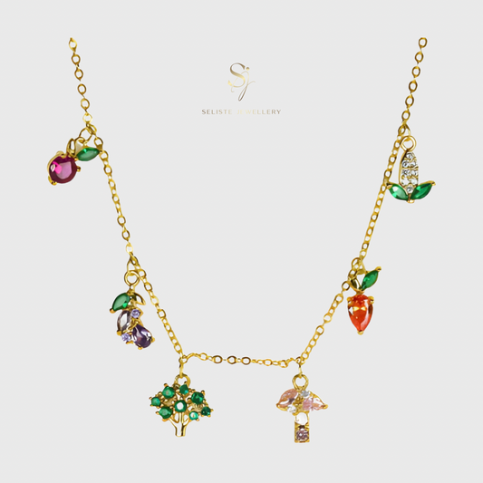 18k Gold Cute Vegetables Tiny Charms Necklace