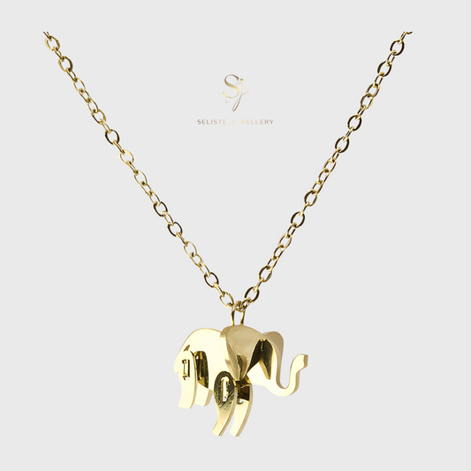 18K Gold 3D Elephant Pendent Necklace