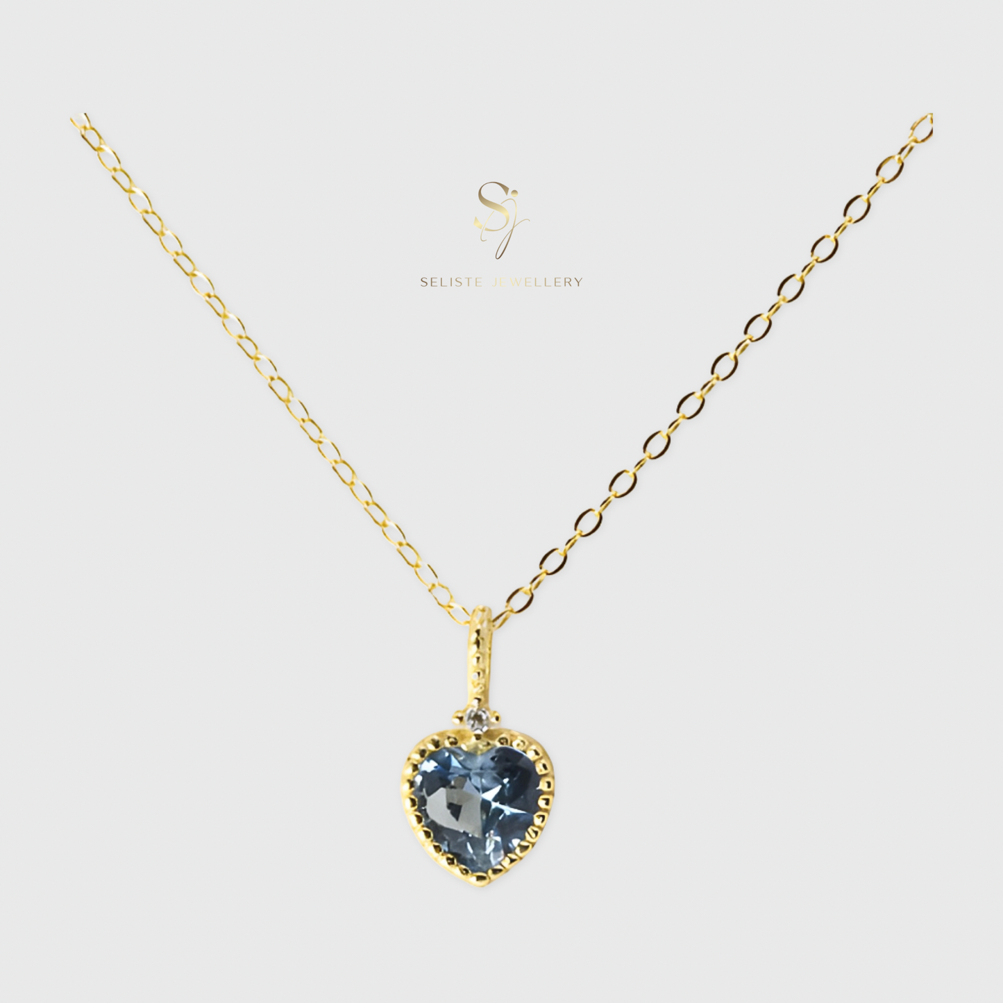 Minimalist Sky Blue Heart Pendant Necklace