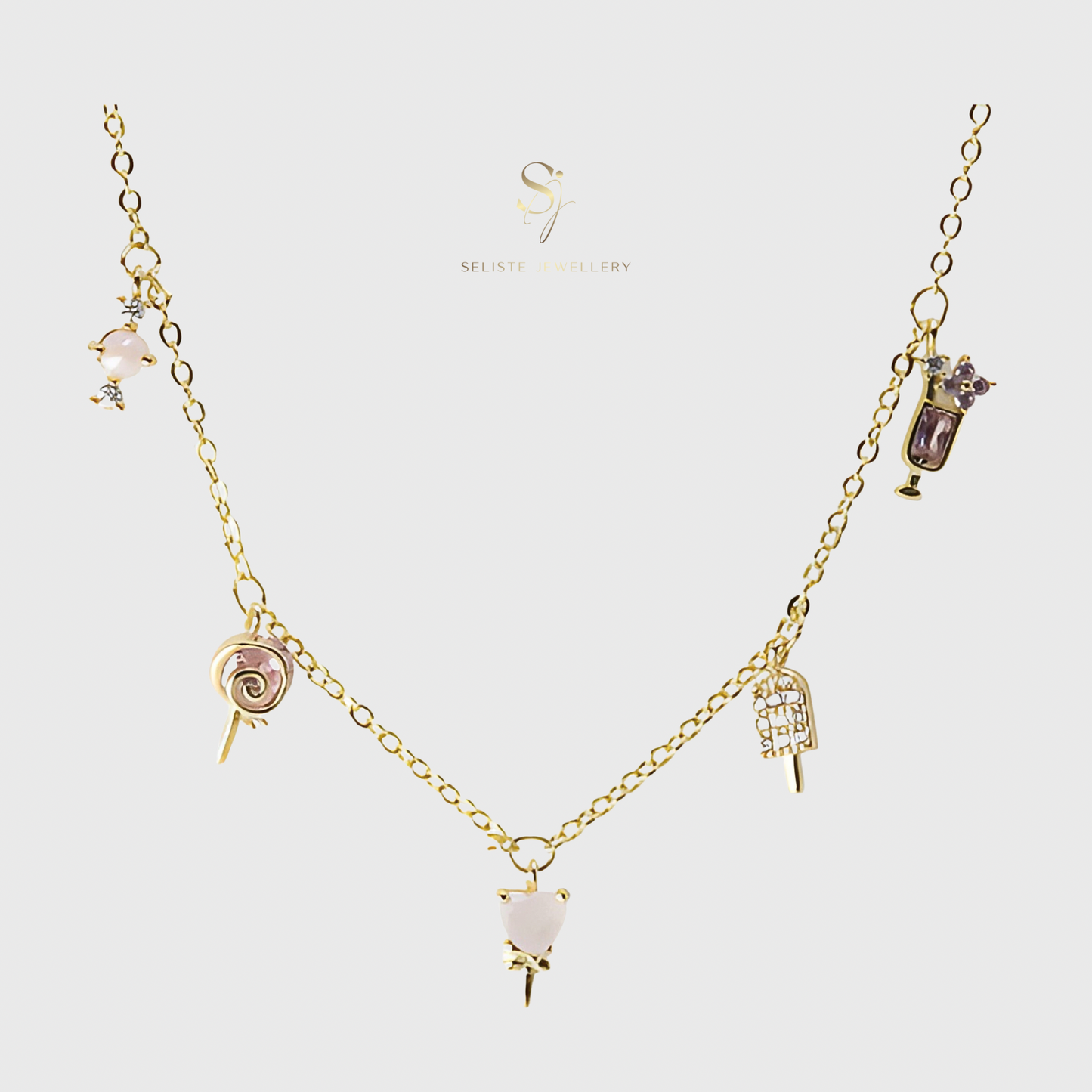 18k Gold Mini Ice Cream Charm Pendent Necklace