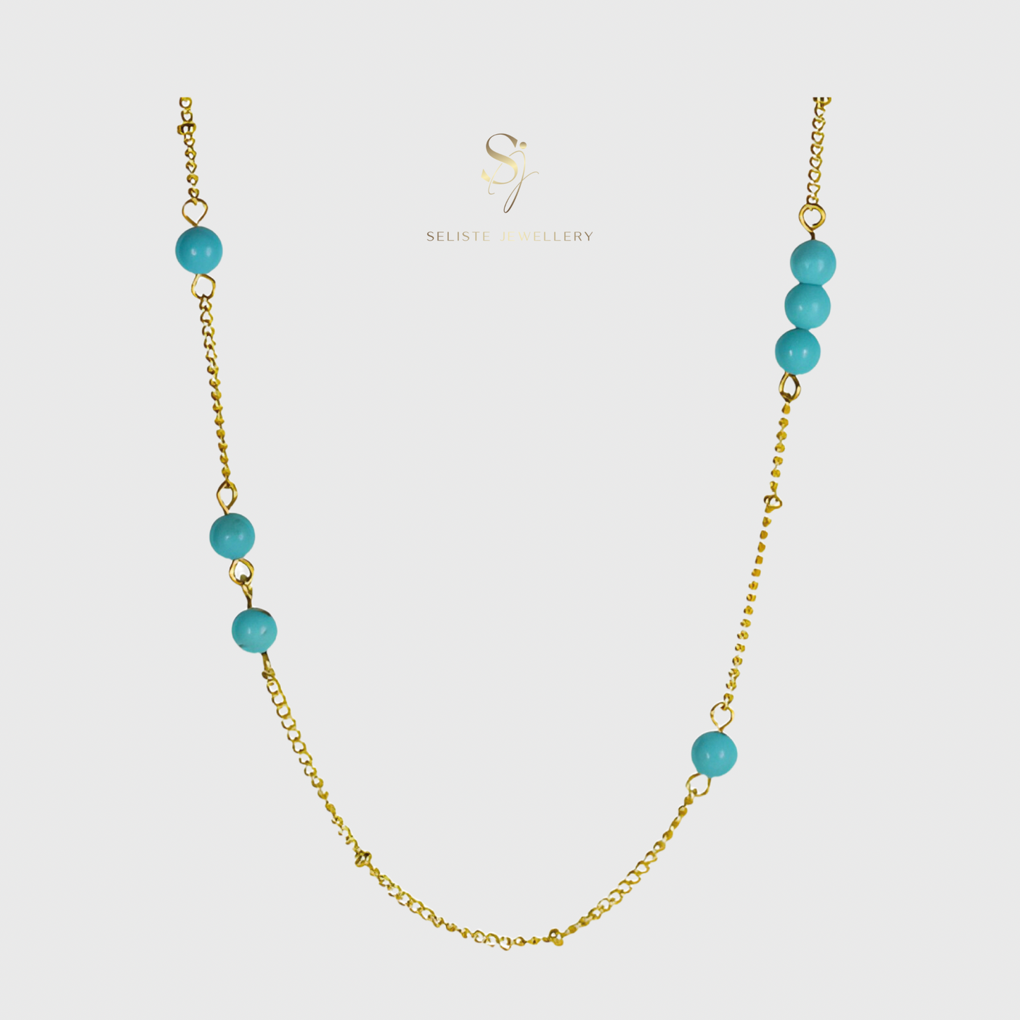 Turquoise Beaded Chain Necklace