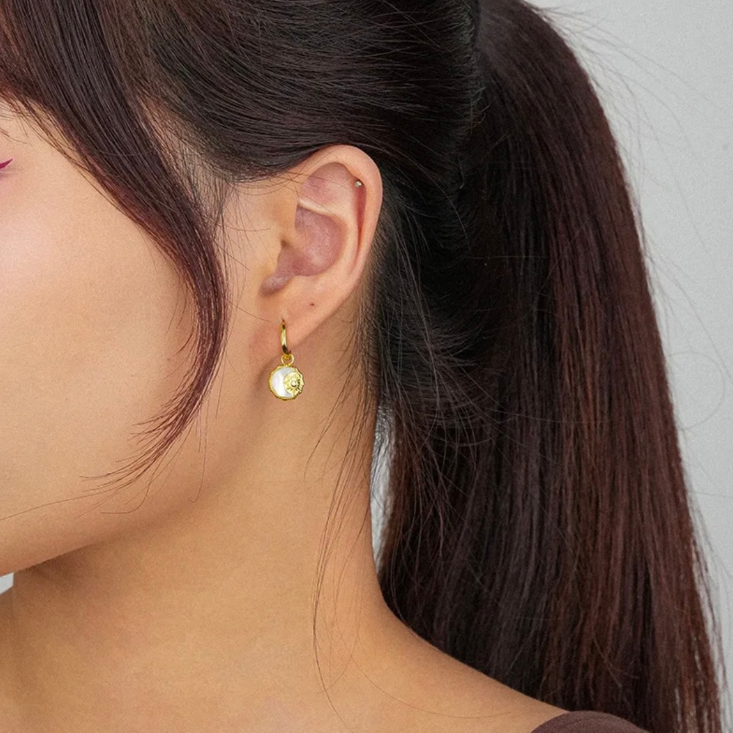 Dainty Celestial Charm Hoop Earrings