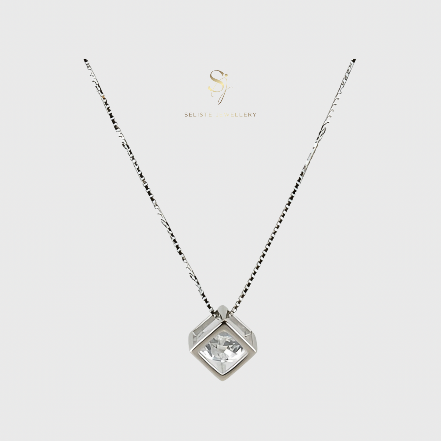 Dainty Geometric Crystal Cube Necklace