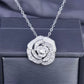 Luxury Crystal Camellia Flower Pendant Silver Necklace