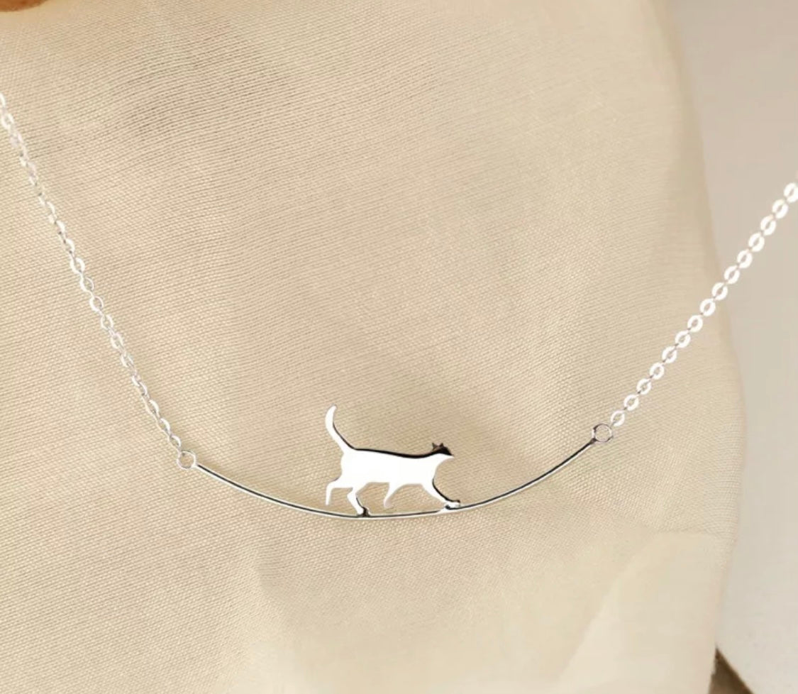 Cat Curved  Pendant Necklace