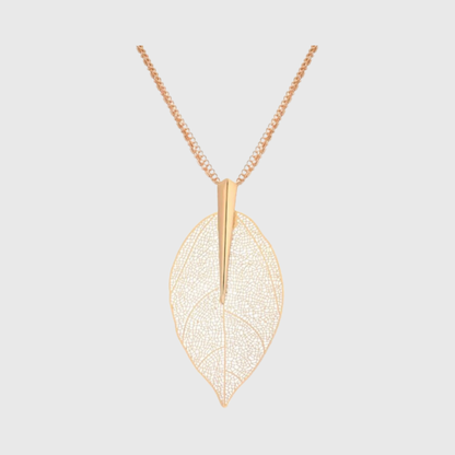 Large Gold Leaf Pendant Necklace