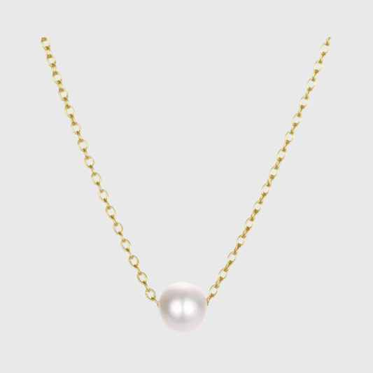 14k Gold Pearl Charm Necklace