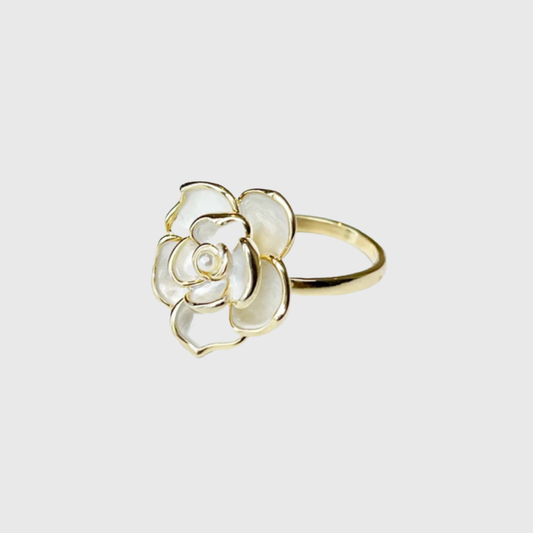 Luxury Gold Camellia Flower Ring