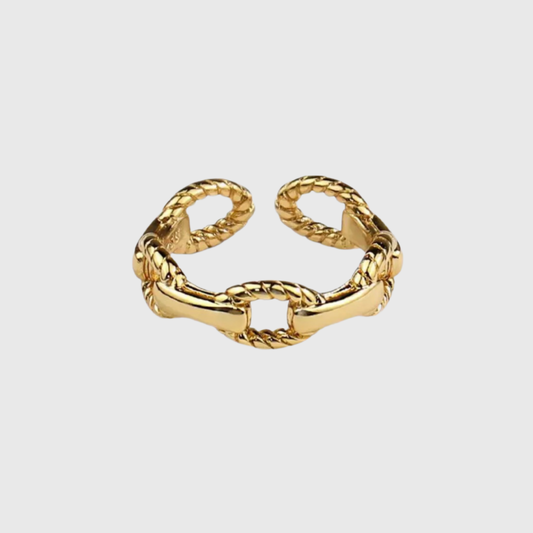 Retro Cutout Buckle Chain Gold Open Ring