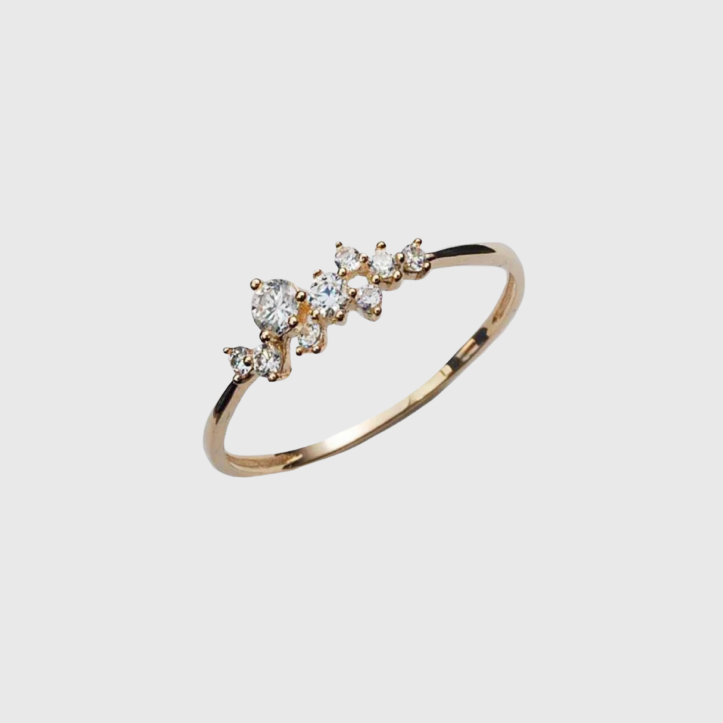 Diamond Flower Thin Gold Ring