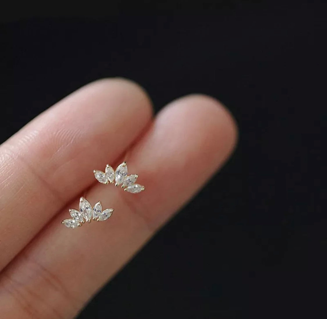 Tiny Flower Diamond Stud Earrings