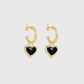 Retro Black Heart Hoop Earrings