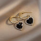 Retro Black Heart Hoop Earrings