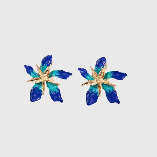 Exquisite Blue Jumbo Flower Earrings