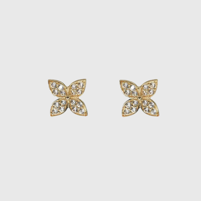 18k Gold Diamond Flower Earrings