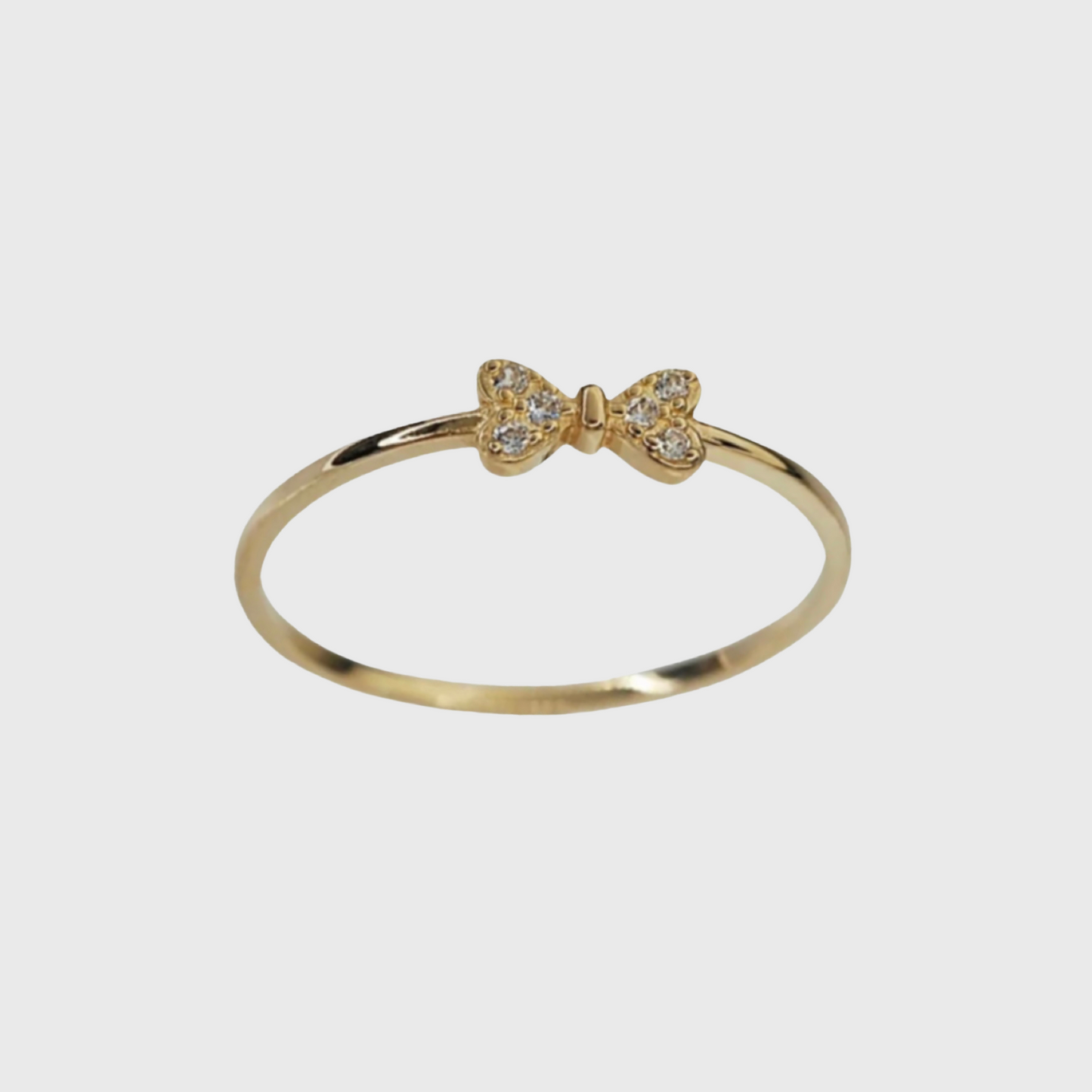 Minimalist Bow Diamonds Gold Ring