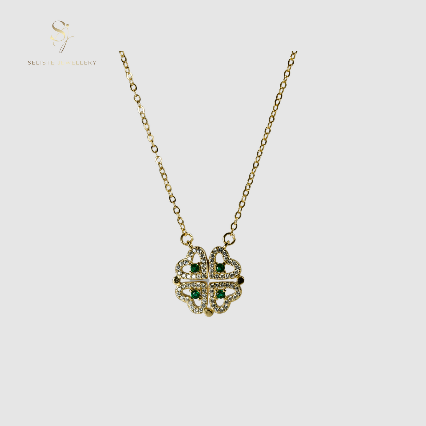 Dainty Four Leaf Clover Magnetic Pendant  Necklace