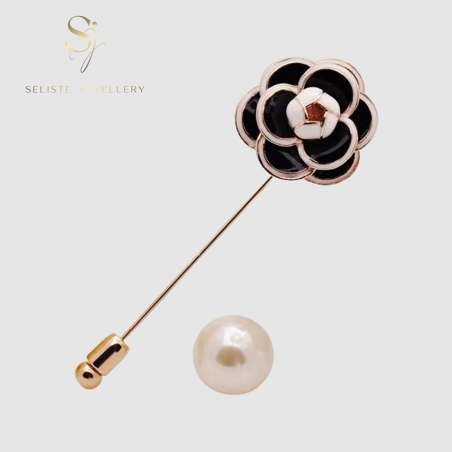 Luxury White Camellia Flower Brooch