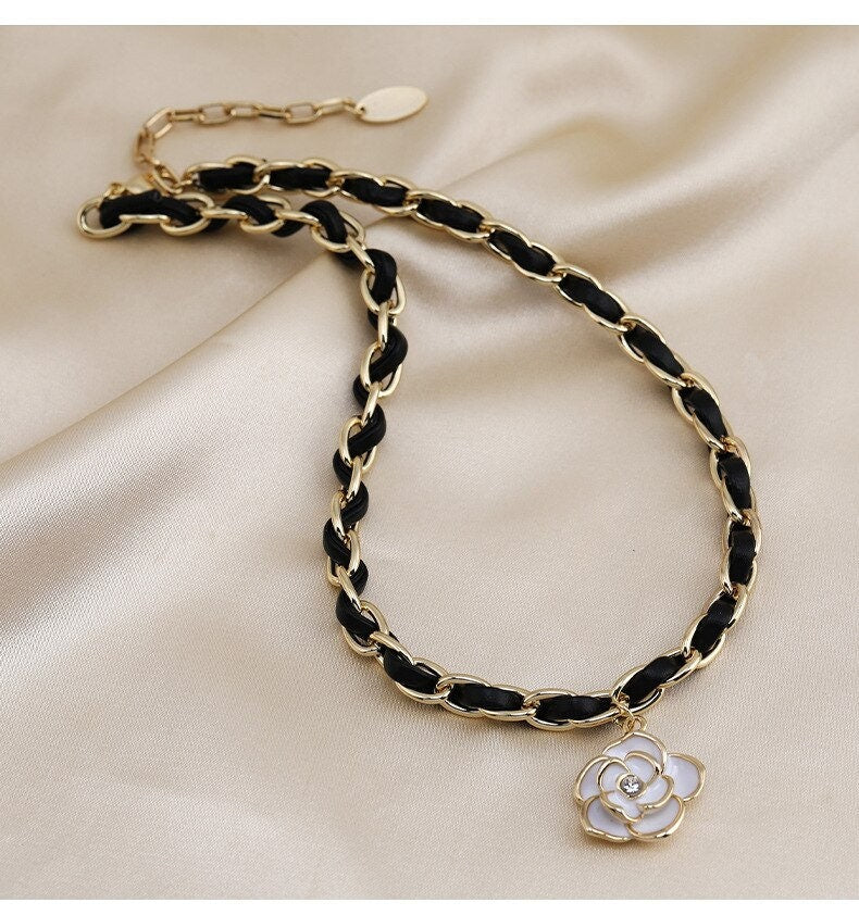 White Camellia Flower Pendant Necklace – Seliste Jewellery