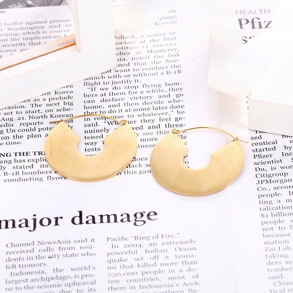 18k Gold Big Circle Round Dangle Earrings - Silver Geometric Earrings - Large Hoop Earrings- Party Earrings- Statement Earrings-Gift For Her