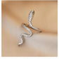 Silver Gothic Sleek Snake Open  Ring For Women  -Eternal Love Ring -  Evil Eyes Jewels - Big Snake Ring - Crystal Snake Ring - Gift For Her