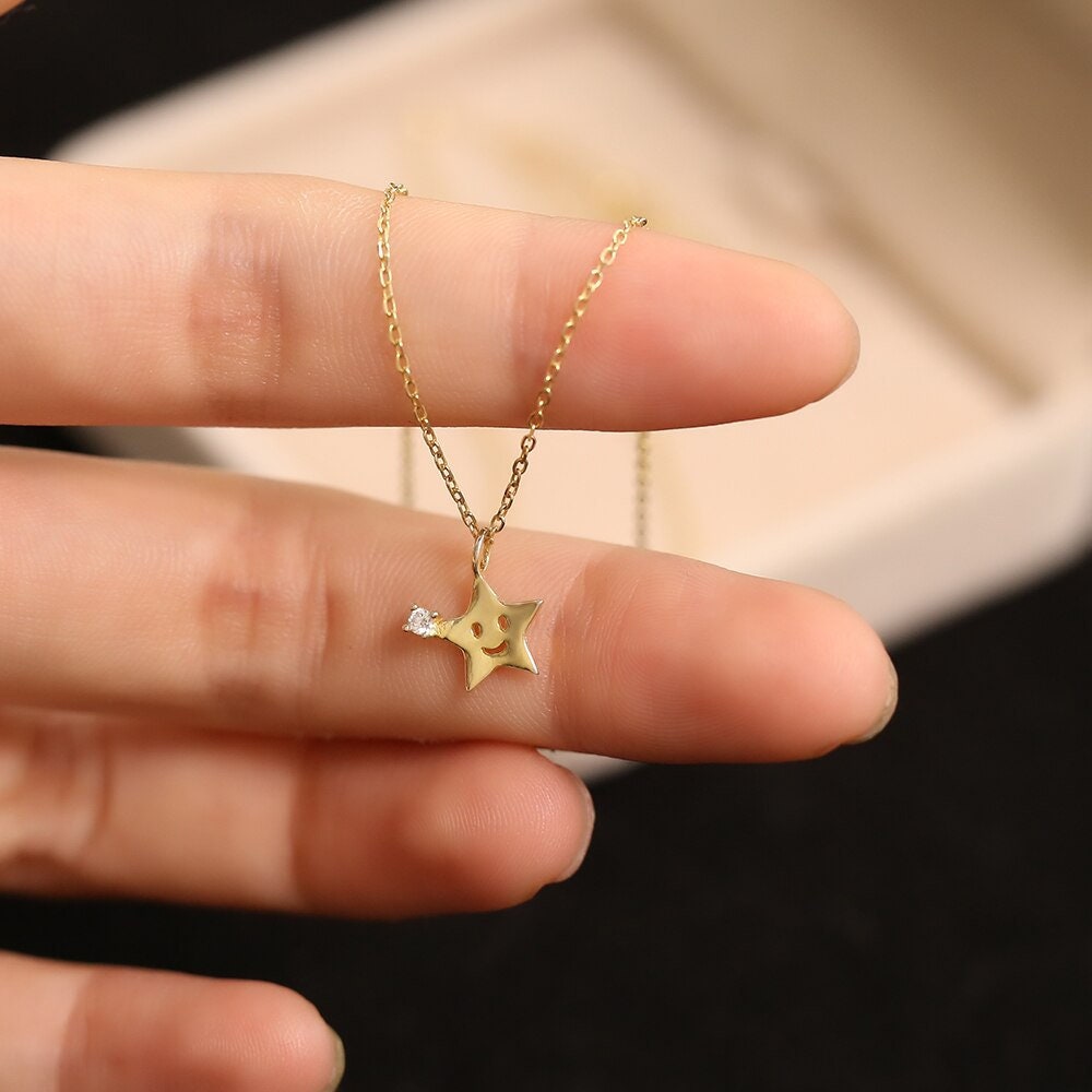 Minimalist CZ Star Pendent Necklace, Star Necklace, Dainty Gold Necklace, Minimalist Silver Necklace, Celestial Necklace, Star Jewellery,