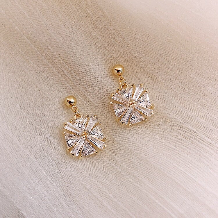 Minimalist Square Dangle Drop Crystal Earrings For Women,Elegant Gold Geometric Earrings,Wedding Earrings,Gold Crystal Earrings,Gift For Her