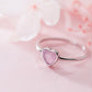 Minimalist Heart Shaped 925 Sterling Silver Ring,Dainty Ring,Romantic Pink Opal Ring,Heart Shaped Ring,Heart Ring,Sweet Fashion Jewellery