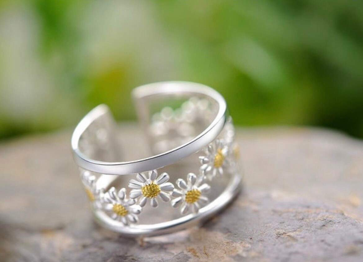 White Daisy Ring White Flower Ring newest Handmade Ring Daisy Flower Ring White Ring. Flower Jewelry , Vintage Ring , Valentine Gift, Gift For Her