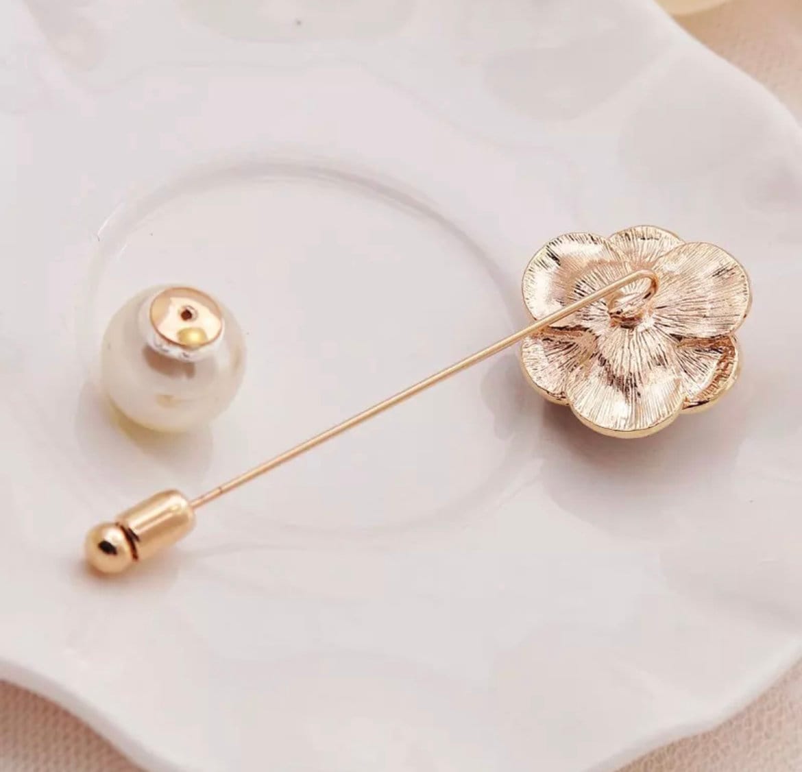 Luxury White Camellia Flower Brooches For Women-Elegant Black Camellia Flower Pearl Pin Brooches-Rose Flower Brooches-Vintage Pearl Brooches