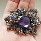 Luxury Large Purple Steampunk Vintage Look Rhinestone Flower Brooch For Women-Flower Brooch-Costume Brooch-Flower Pin-Coat Pin-Gift For Her