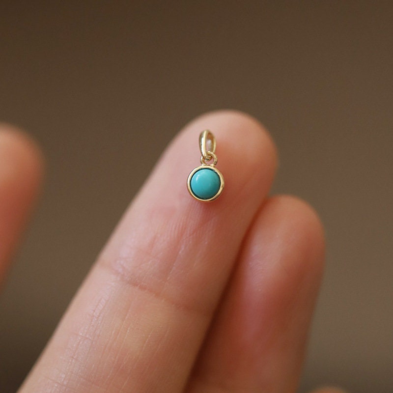 14k Gold Plated Mini Geometric Turquoise Pendant Necklace-Minimalist Turquoise Necklace-Blue Stone Necklace-Dainty Silver Necklace-Mum Gift