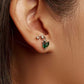 Dainty Green CZ Lily Of The Valley Stud Earrings-Lily Of The Valley Silver Earrings-Flower Earrings-Green Stone Earrings-Minimalist Earrings
