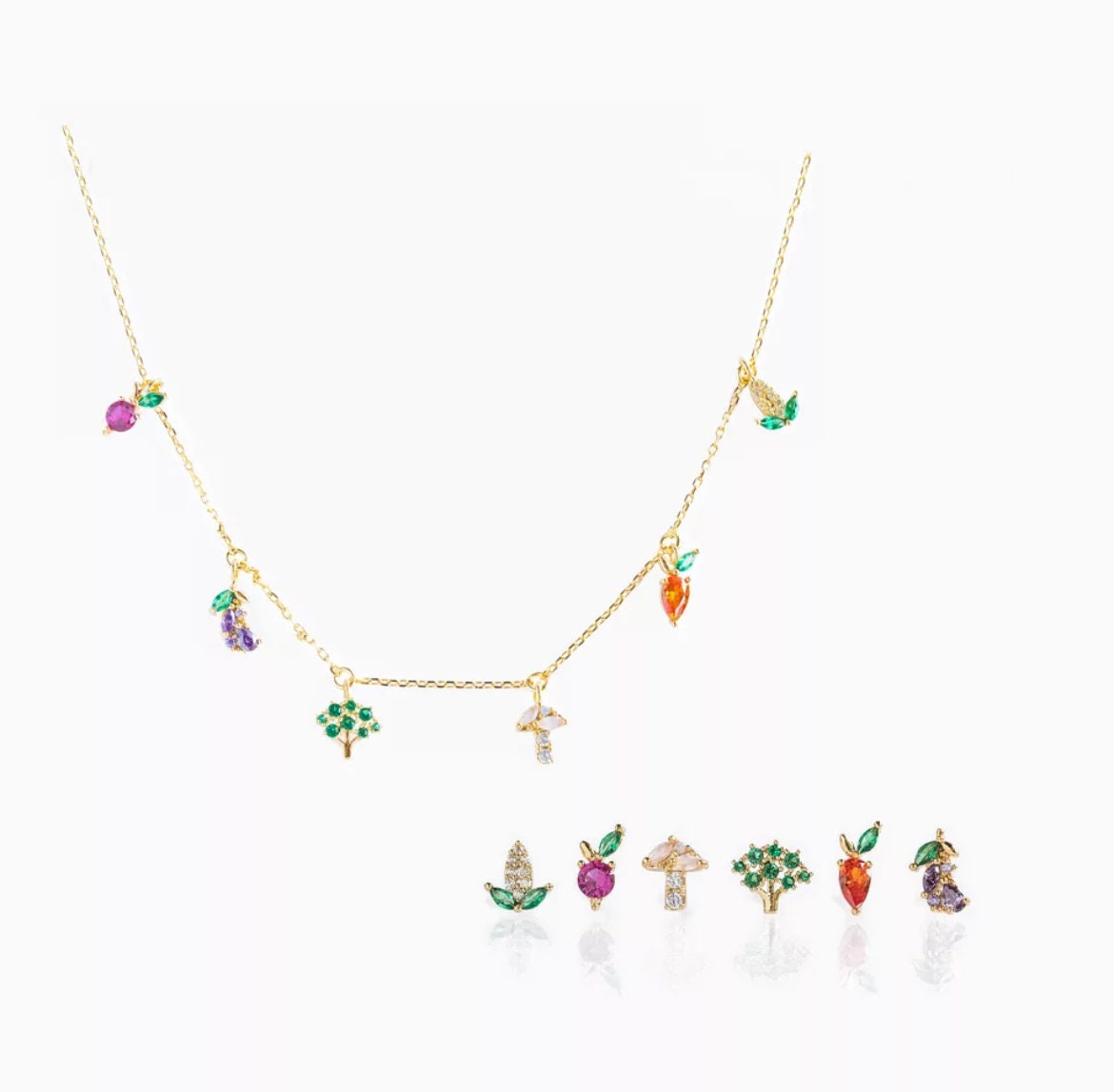 18k Gold Cute Vegetables Tiny Charms Necklace – Seliste Jewellery