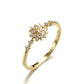 Diamond Snowflake Flower  Crystal Gold Ring