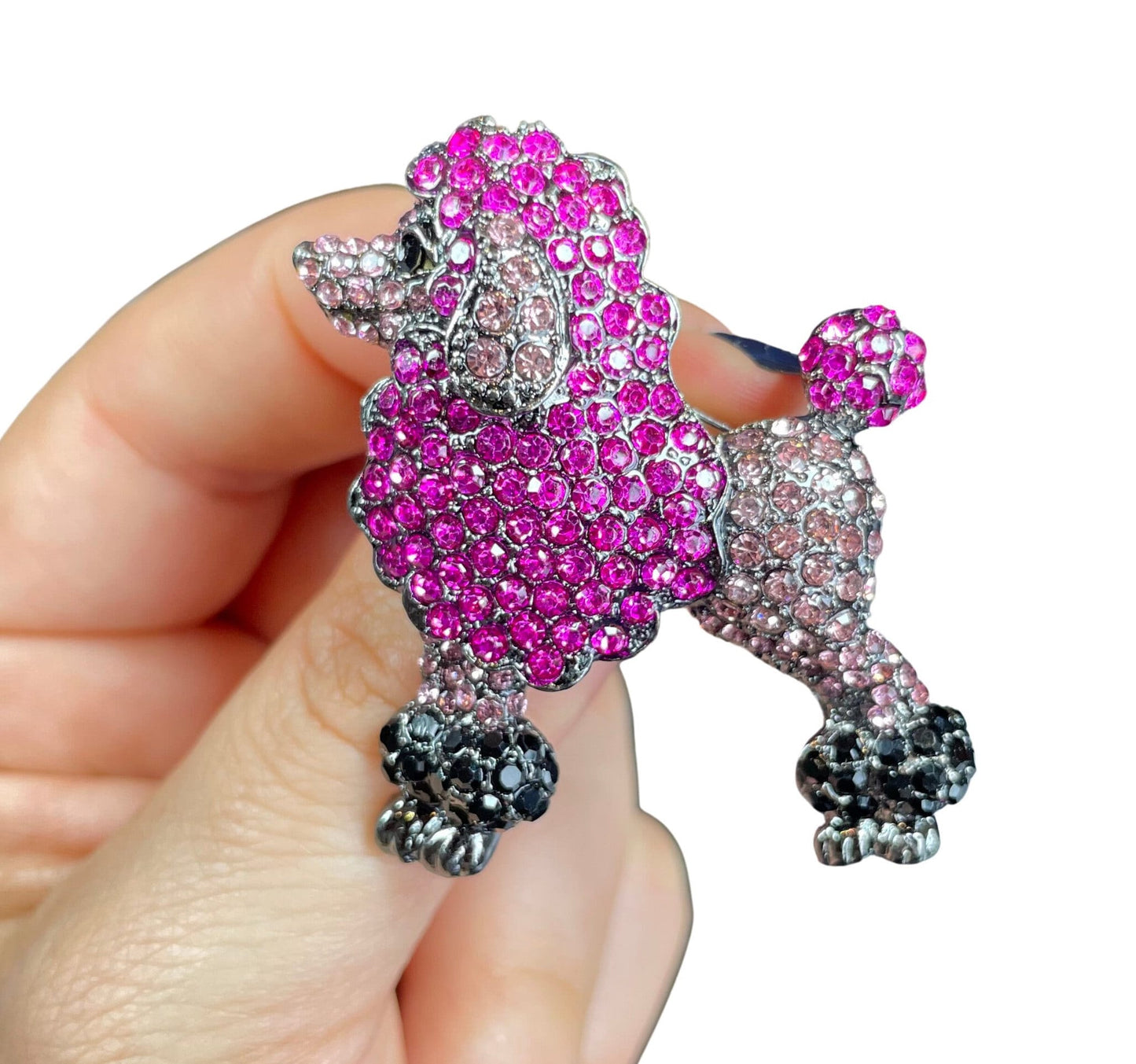 Cute Pink Poodle Dog Pin Brooch