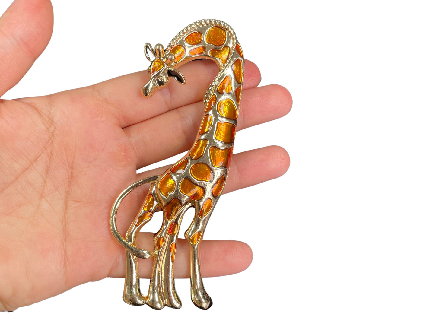 Enamel Large Giraffe Gold Pin Brooch / Giraffe Brooch / Statement Giraffe  Costume Brooch / Giraffe Jewelry / Quirky Brooch / Gift For Her